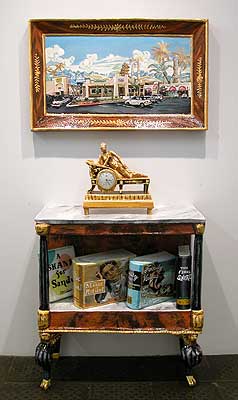 Installation view of Small Ebonized and Parcel-Gilt Mahogany Bookcase