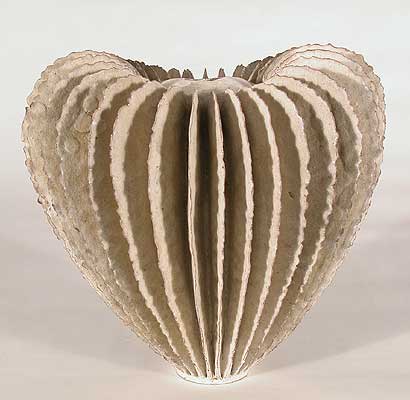 Heart Form, Matte White Crackle Glaze